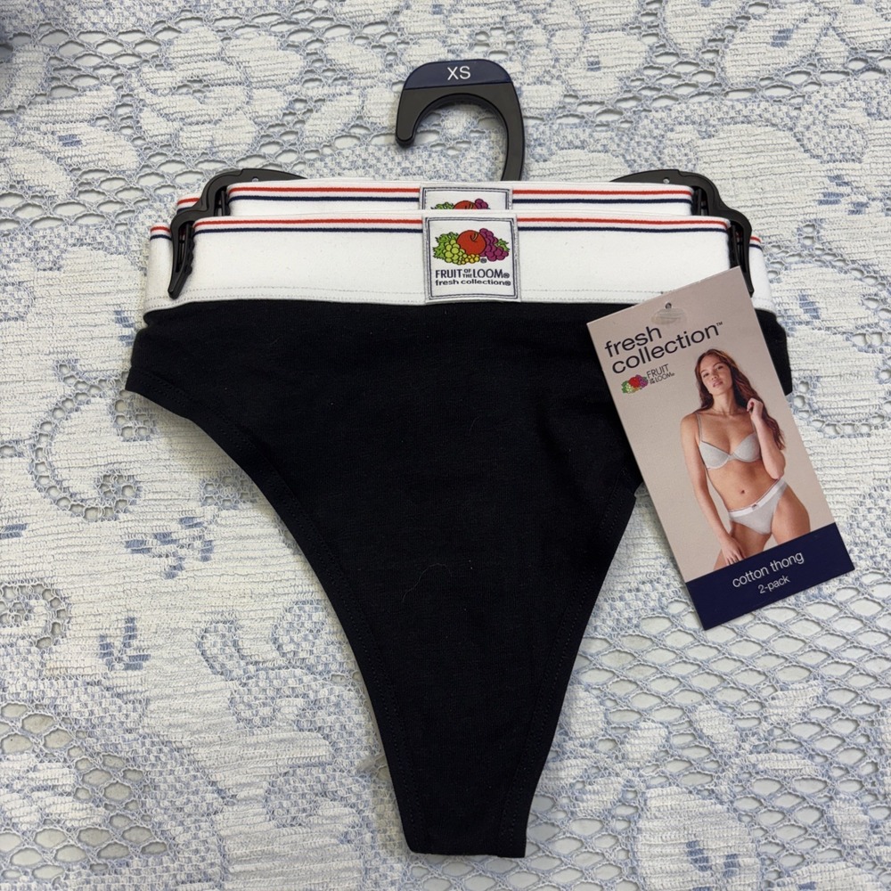 Fruit of the Loom 2-Pair Womens Thong Underwear Panties Cotton Blend XS